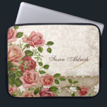 Personalized Name Computer, Trellis Rose Vintage Laptop Sleeve<br><div class="desc">A formal, elegant Victorian style computer sleeve case with a modern design touch. Easily customized with your name, easy to personalize using the simple template field. COLOR PALETTE: cream, tan, taupe, blush pink, rose, red and green. DESIGN COLLECTION: This Vintage Rose invitation features elegant etchings of antique swirls, carved printers...</div>