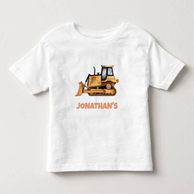 Personalized Name Construction Vehicle Bulldozer  Toddler T-shirt (Front)