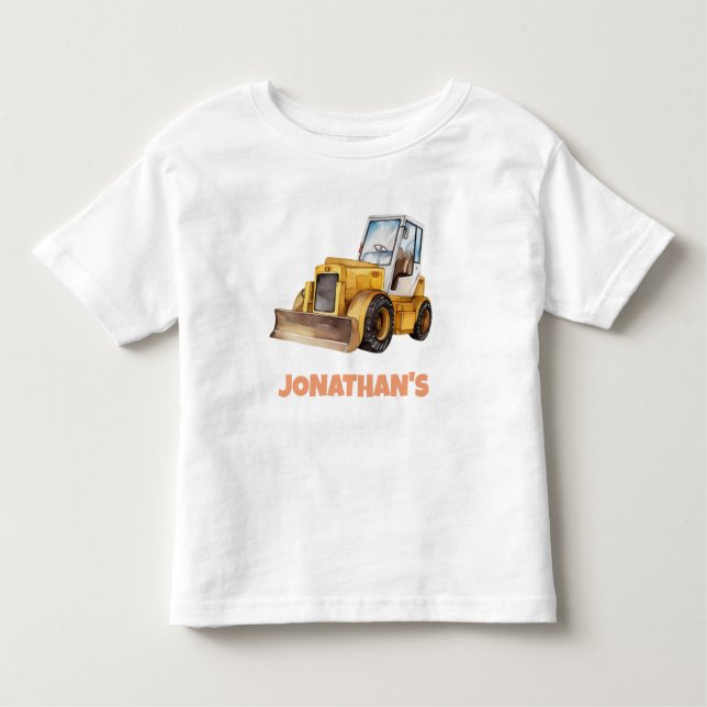 Personalized Name Construction Vehicle Bulldozer   Toddler T-shirt (Front)