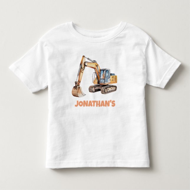 Personalized Name Construction Vehicle Excavator   Toddler T-shirt (Front)
