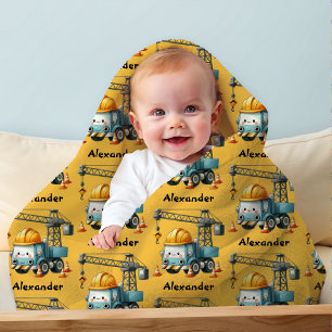 Personalized Name Construction Vehicles Baby Boy Baby Blanket