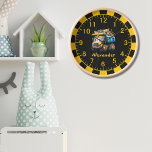 Personalized Name Construction Vehicles Baby Boy Clock<br><div class="desc">Add a touch of playful charm to your baby boy's nursery with our Personalized Name Construction Vehicles Baby Boy Clock. Featuring adorable construction vehicle designs and customized with your baby boy's name, this clock is both functional and delightful. Crafted with precision and attention to detail, our clock is made from...</div>