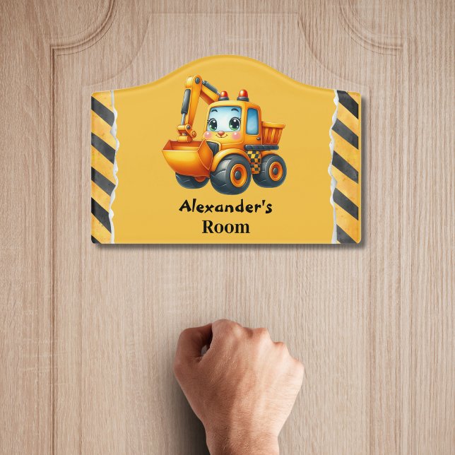 Personalized Name Construction Vehicles Baby Boy Door Sign (Creator Uploaded)