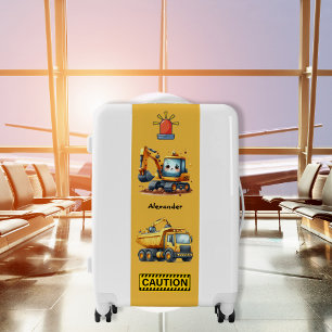 Personalized Name Construction Vehicles Baby Boy Luggage