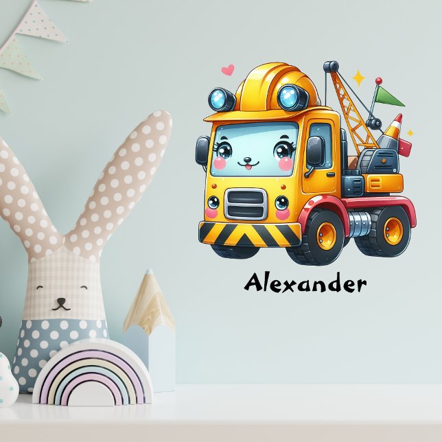 Personalized Name Construction Vehicles Baby Boy Wall Decal (Creator Uploaded)