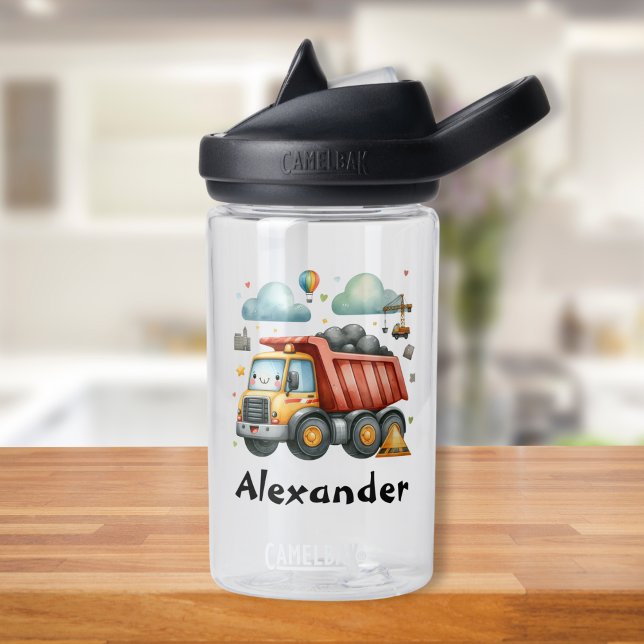 Personalized Name Construction Vehicles Baby Boy Water Bottle (Creator Uploaded)