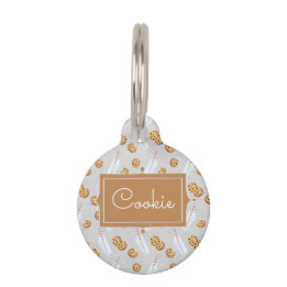 Personalized Name Cookies n Milk Cat Pet ID Tag