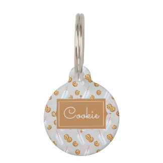 Personalized Name Cookies n Milk Cat Pet ID Tag