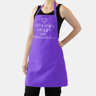 Personalized Name Cooking With Love Purple Apron