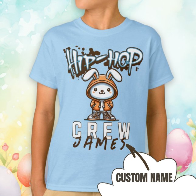 Personalized Name Cool Easter Hip-Hop Crew Bunny  T-Shirt (Personalized Name Cool Easter Hip-Hop Crew Bunny T-Shirt.)