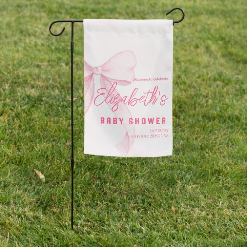 Personalized Name Coquette Pink Bow Girl Baby Show Garden Flag