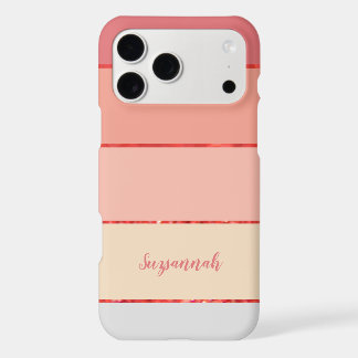 Personalized Name Coral Stripe Color Palette Chip iPhone 17 Pro Max Case