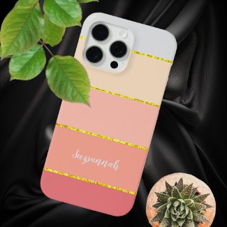 Personalized Name Coral Stripe Color Palette Chip