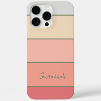 Personalized Name Coral Stripe Color Palette Chip
