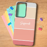 Personalized Name Coral Stripe Color Palette Chip  Samsung Galaxy S21 Ultra Case<br><div class="desc">This design resembles a paint color chip. The five elements featuring coral get lighter going up the case and the custom name sits midway from the bottom. Personalize the text with a name or initials, remove the text or click customize to select a font style, size, and color you prefer....</div>