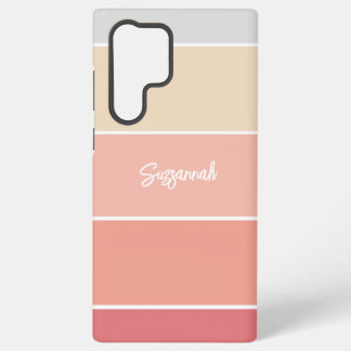 Personalized Name Coral Stripe Color Palette Chip Samsung Galaxy S22 Ultra Case