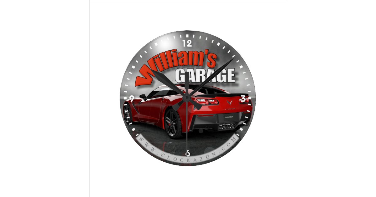 Personalized Name Corvette Garage Clock