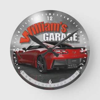 Personalized Name Corvette Garage Clock