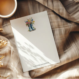 Personalized Name Cottagecore Floral Garden Boots Note Card