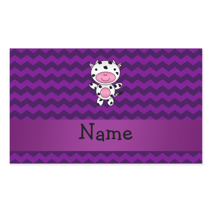 Personalized name cow purple chevrons rectangular stickers