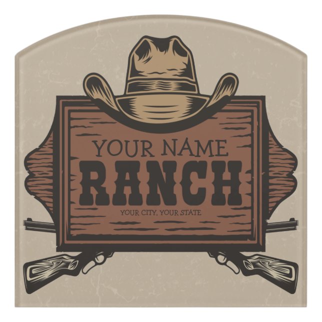 Personalized NAME Cowboy Guns Western Ranch Sign (Contour Front)