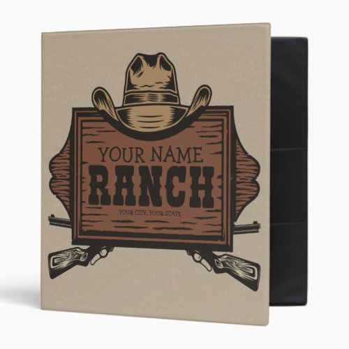 Personalized NAME Cowboy Guns Western Ranch Sign  3 Ring Binder