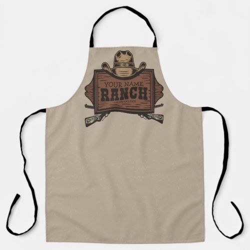 Personalized NAME Cowboy Guns Western Ranch Sign  Apron