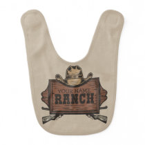 Personalized NAME Cowboy Guns Western Ranch Sign Baby Bib
