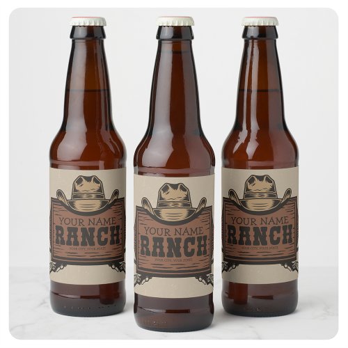 Personalized NAME Cowboy Guns Western Ranch Sign  Beer Bottle Label