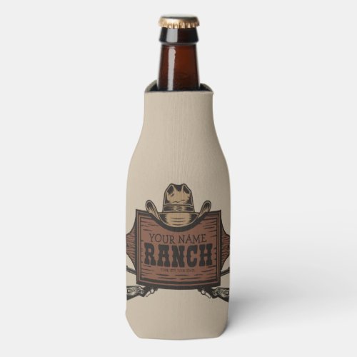 Personalized NAME Cowboy Guns Western Ranch Sign  Bottle Cooler
