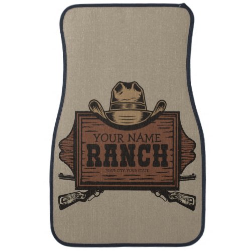Personalized NAME Cowboy Guns Western Ranch Sign Car Floor Mat