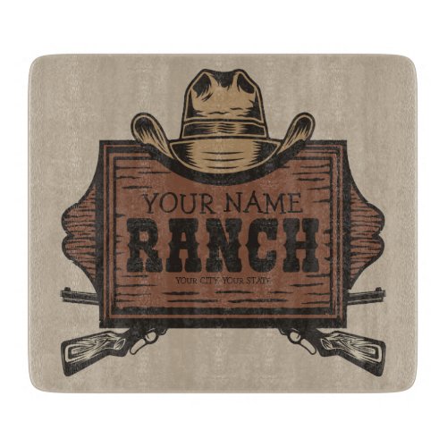 Personalized NAME Cowboy Guns Western Ranch Sign  Cutting Board