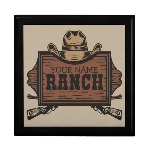 Personalized NAME Cowboy Guns Western Ranch Sign Gift Box