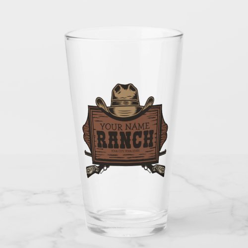 Personalized NAME Cowboy Guns Western Ranch Sign Glass