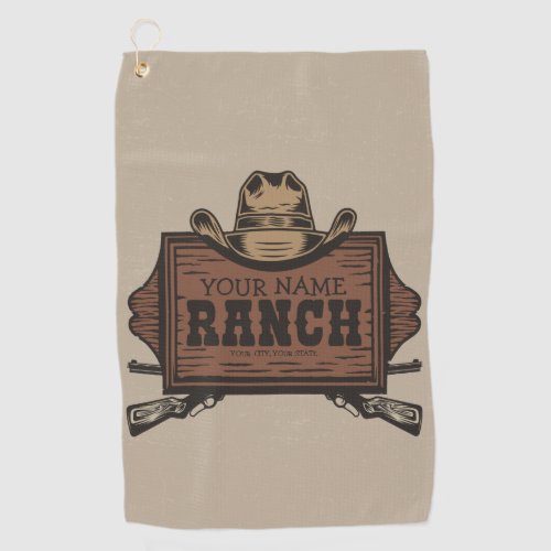 Personalized NAME Cowboy Guns Western Ranch Sign  Golf Towel