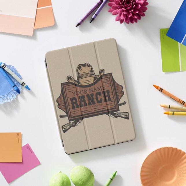 Personalized NAME Cowboy Guns Western Ranch Sign  iPad Pro Cover (Desk)