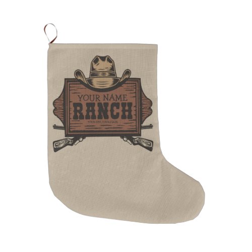 Personalized NAME Cowboy Guns Western Ranch Sign Large Christmas Stocking