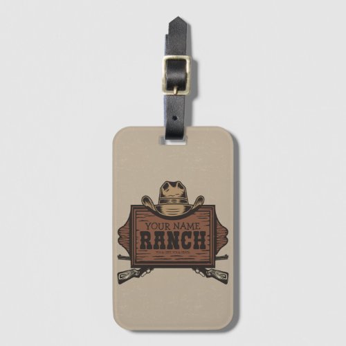 Personalized NAME Cowboy Guns Western Ranch Sign Luggage Tag