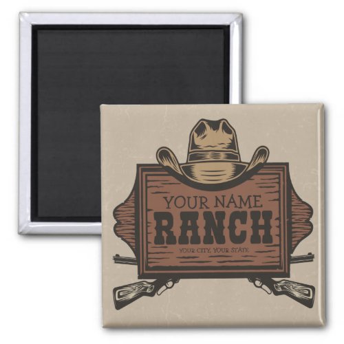 Personalized NAME Cowboy Guns Western Ranch Sign Magnet
