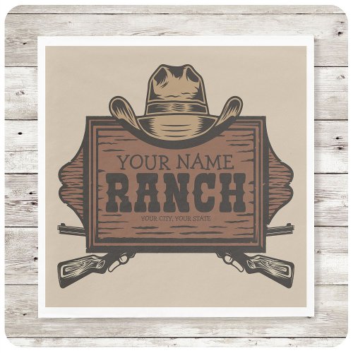 Personalized NAME Cowboy Guns Western Ranch Sign Napkins