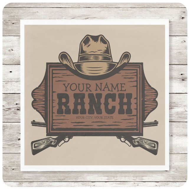 Personalized NAME Cowboy Guns Western Ranch Sign Napkins (Creator Uploaded)