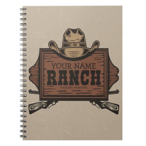 Personalized NAME Cowboy Guns Western Ranch Sign  Notebook