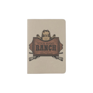 Personalized NAME Cowboy Guns Western Ranch Sign Passport Holder