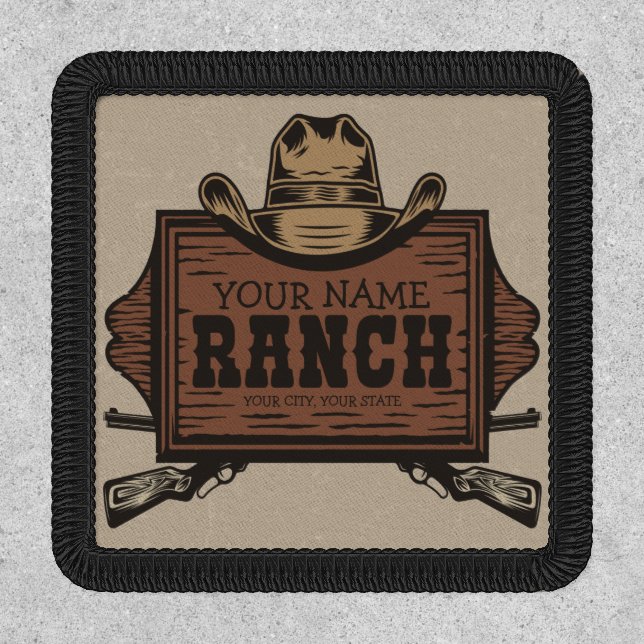 Personalized NAME Cowboy Guns Western Ranch Sign  Patch (Front)