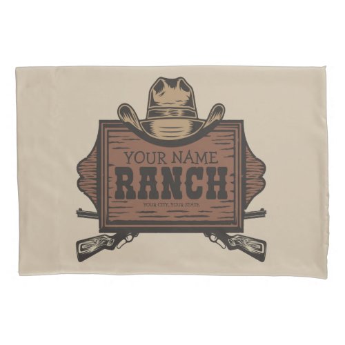 Personalized NAME Cowboy Guns Western Ranch Sign  Pillow Case