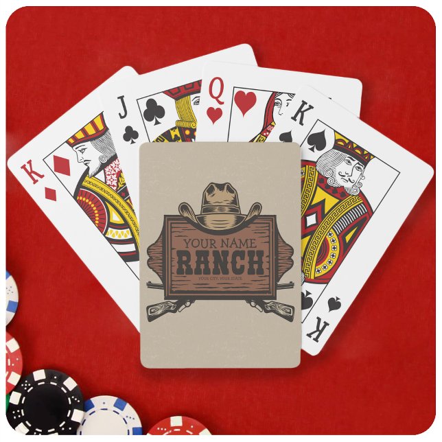 Personalized NAME Cowboy Guns Western Ranch Sign Poker Cards (Creator Uploaded)