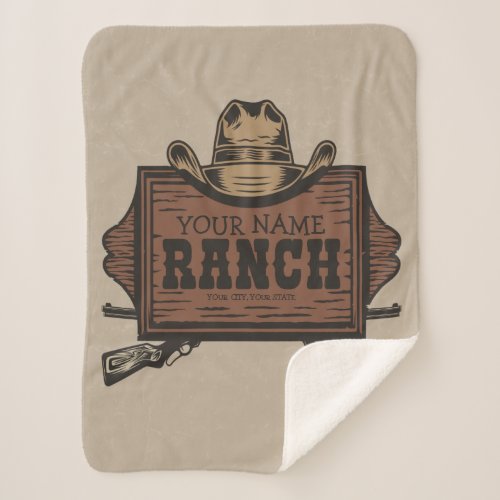 Personalized NAME Cowboy Guns Western Ranch Sign  Sherpa Blanket