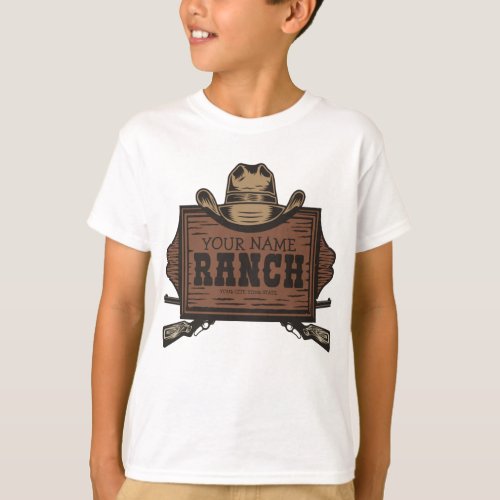 Personalized NAME Cowboy Guns Western Ranch Sign T_Shirt