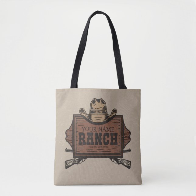 Personalized NAME Cowboy Guns Western Ranch Sign  Tote Bag (Front)