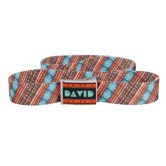 Personalized Name Cozy Winter Pattern  Belt